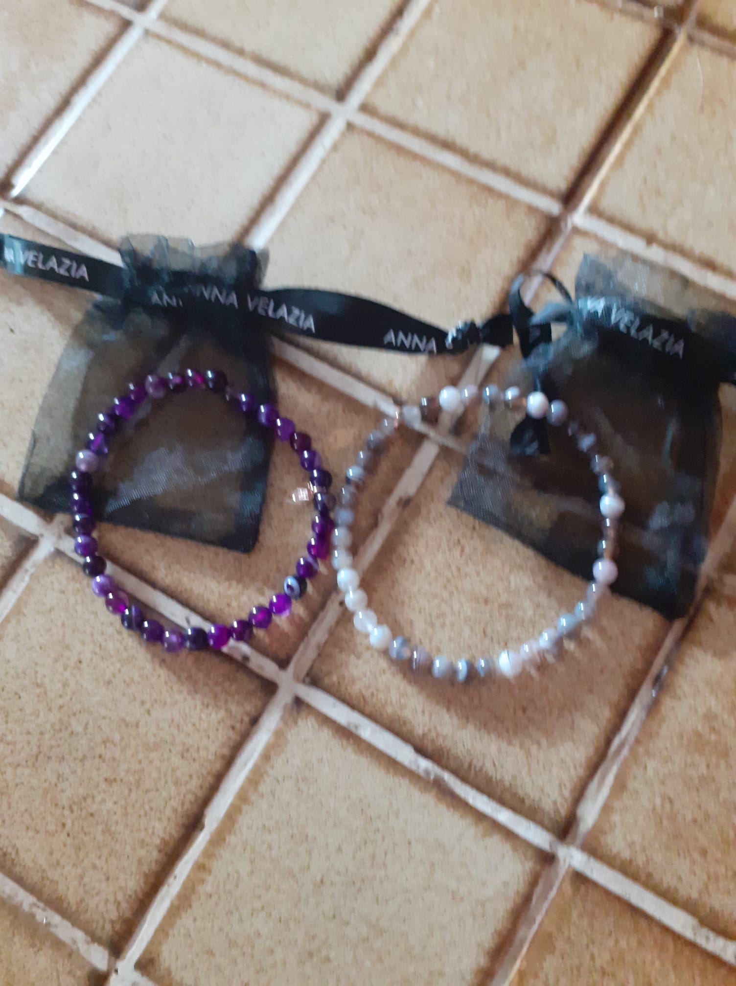 Photo bracelet Agate violette rayée