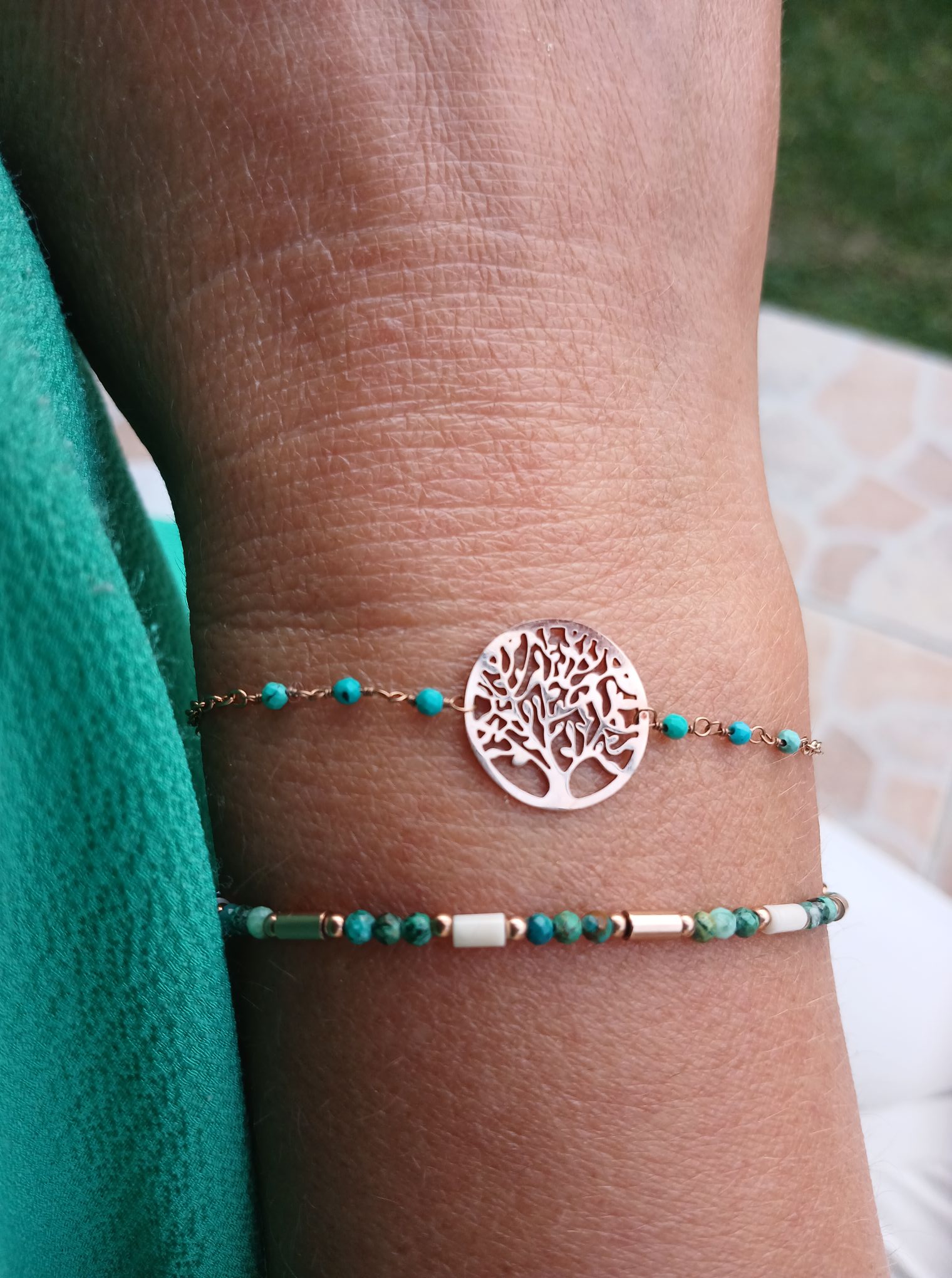 Photo bracelet Turquoise et Marbre blanc
