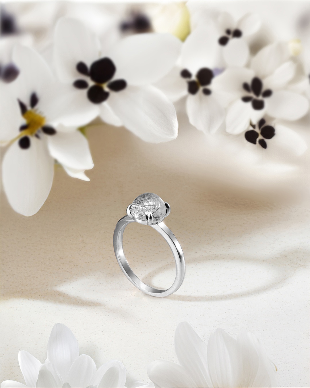 Packshot Bague Quartz rutile tourmaliné  Rimia