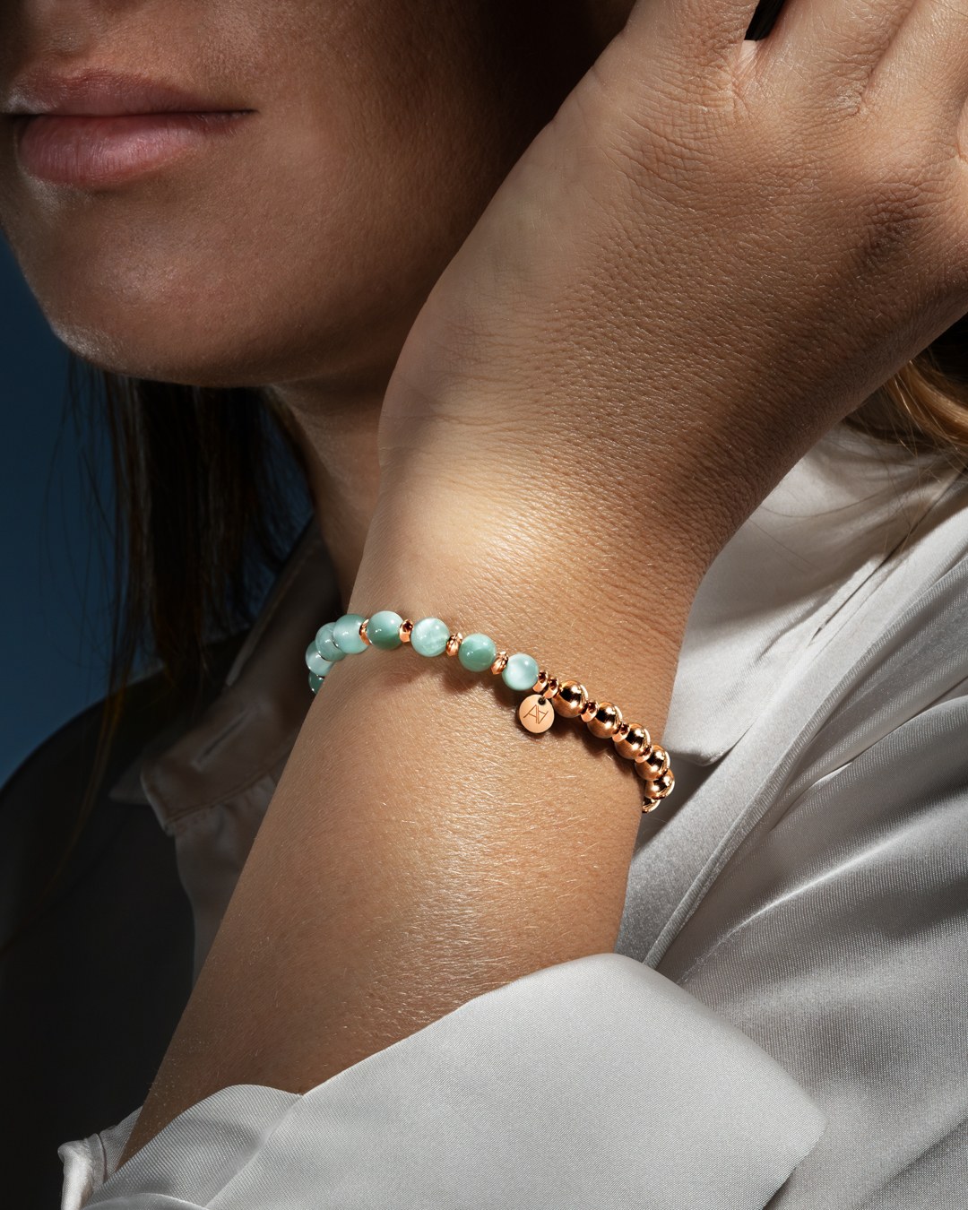 Bracelet Pierre de lune verte Ponza