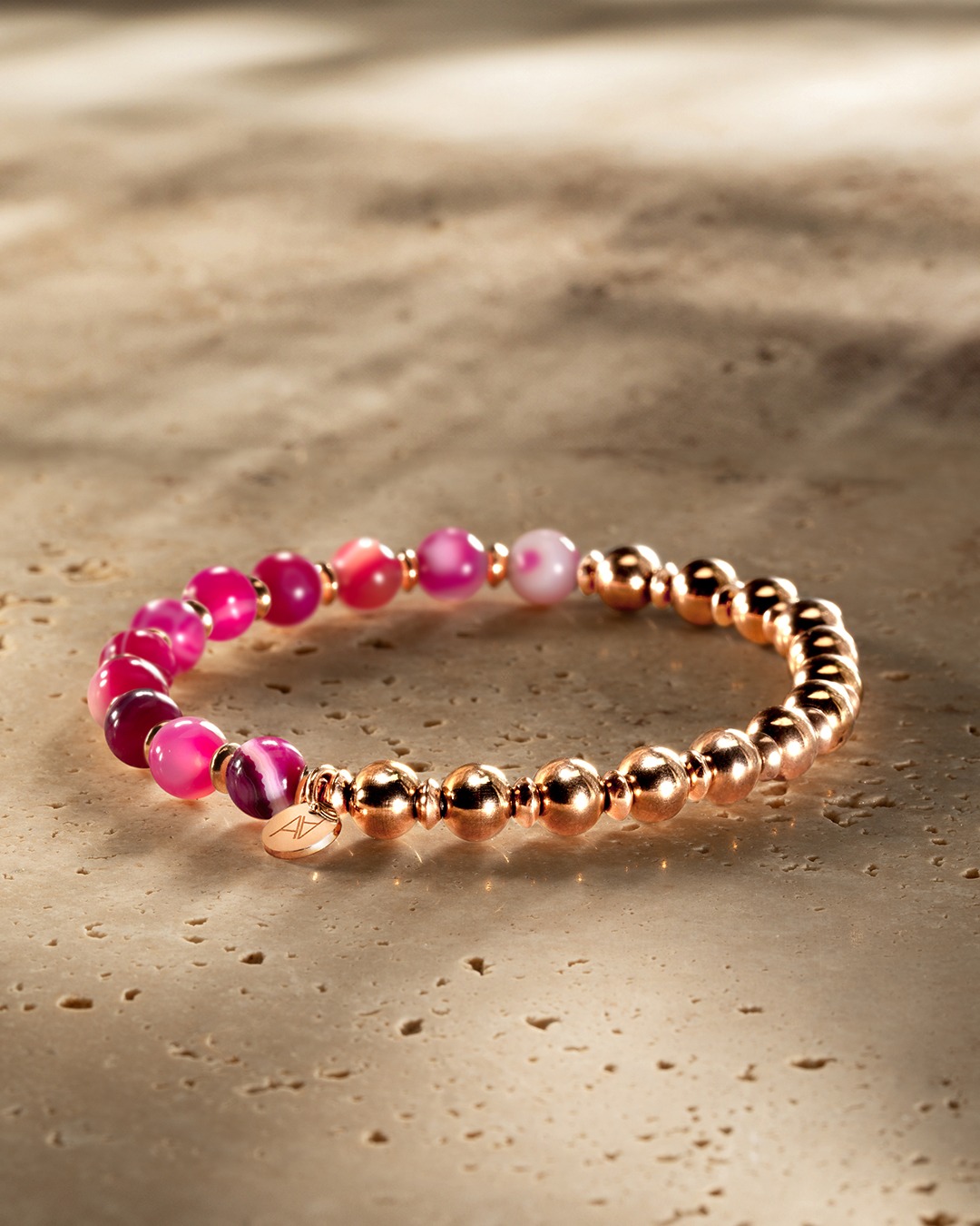 Packshot Bracelet Agate rose rayée  Tropea