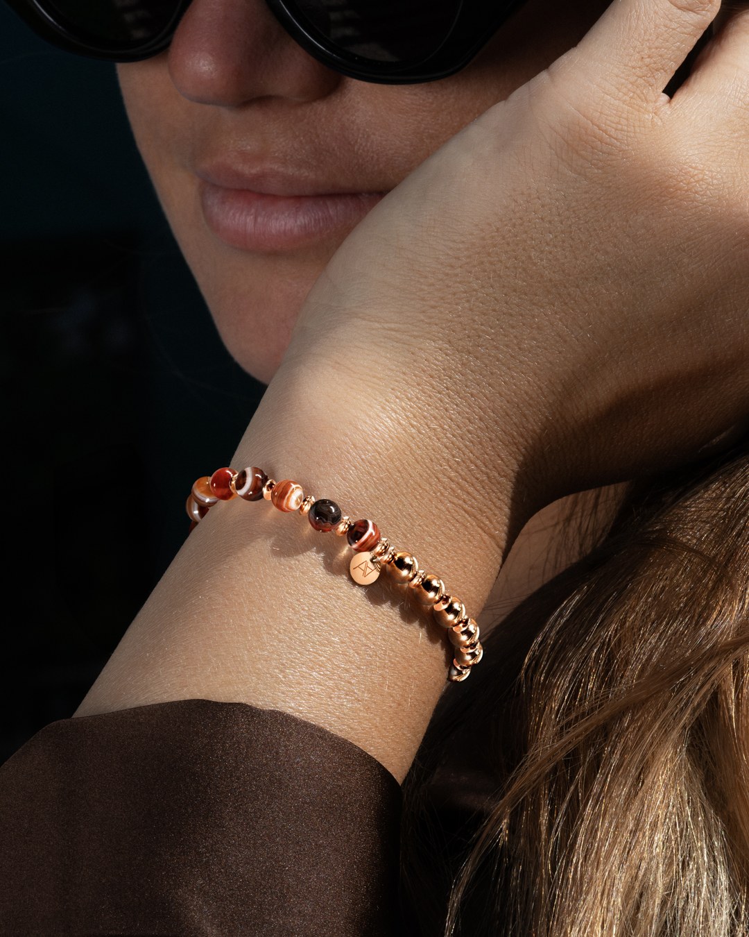 Bracelet Agate orange rayée  Potenza