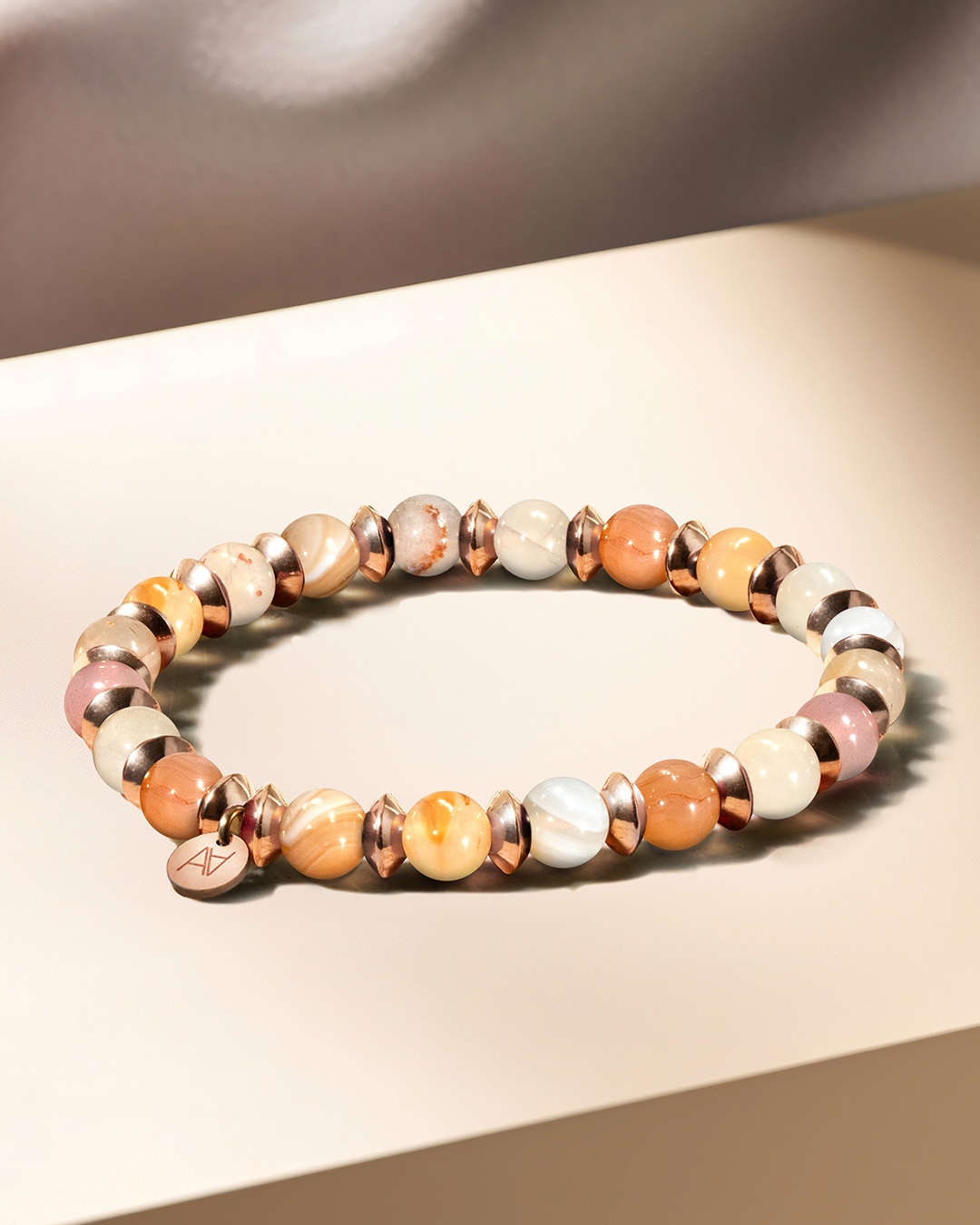 Bracelet Agate du Botswana rose Avelliana