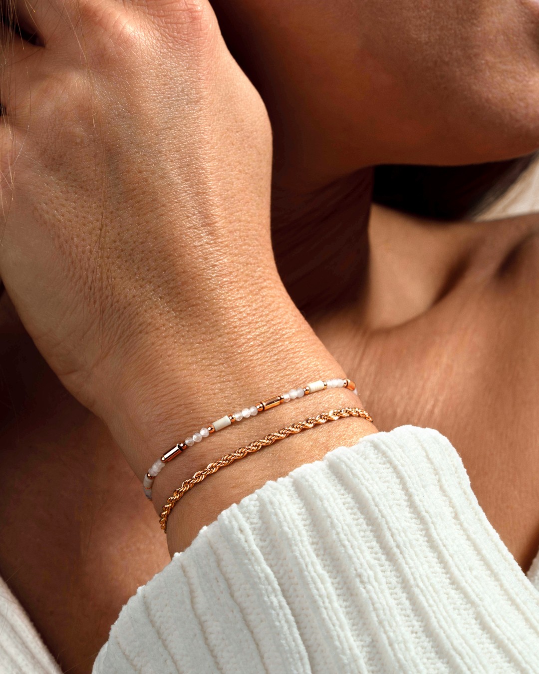 Bracelet Pierre de lune et Marbre blanc Vigolina