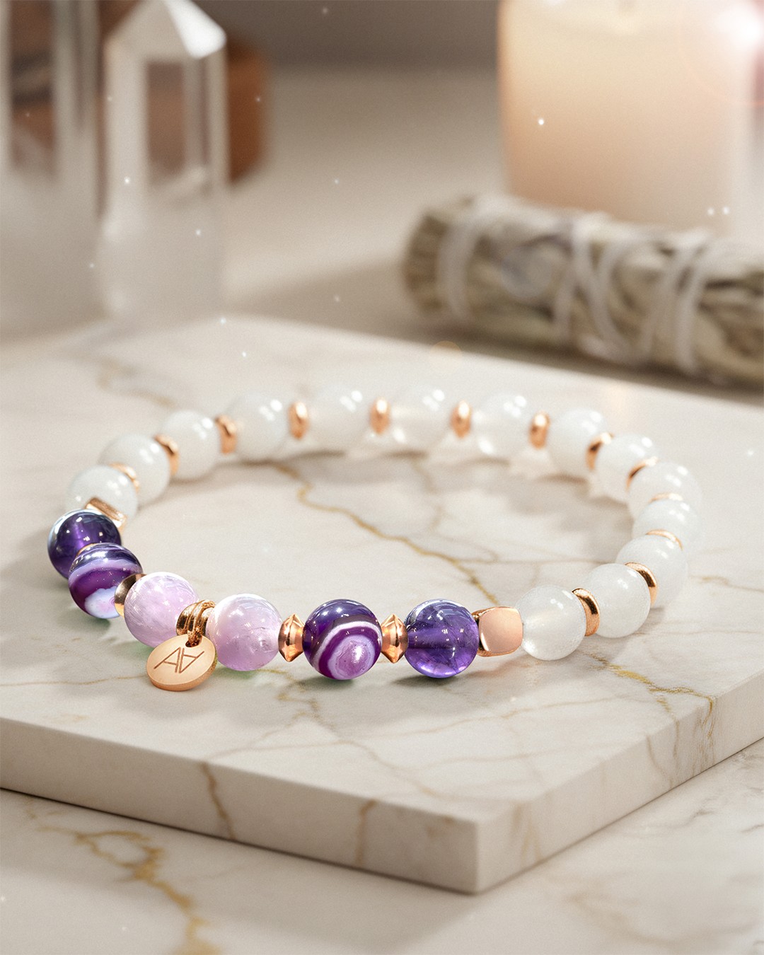 Packshot Bracelet Lithothérapie Chakra couronne
