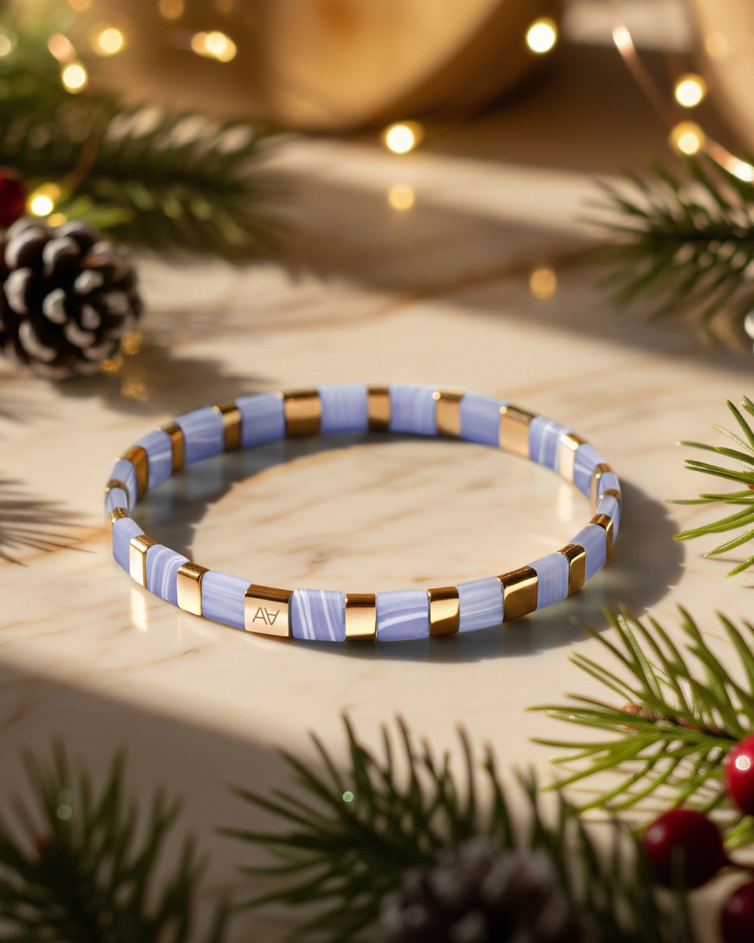 Packshot Bracelet  Calcédoine bleue synthétique Morciano