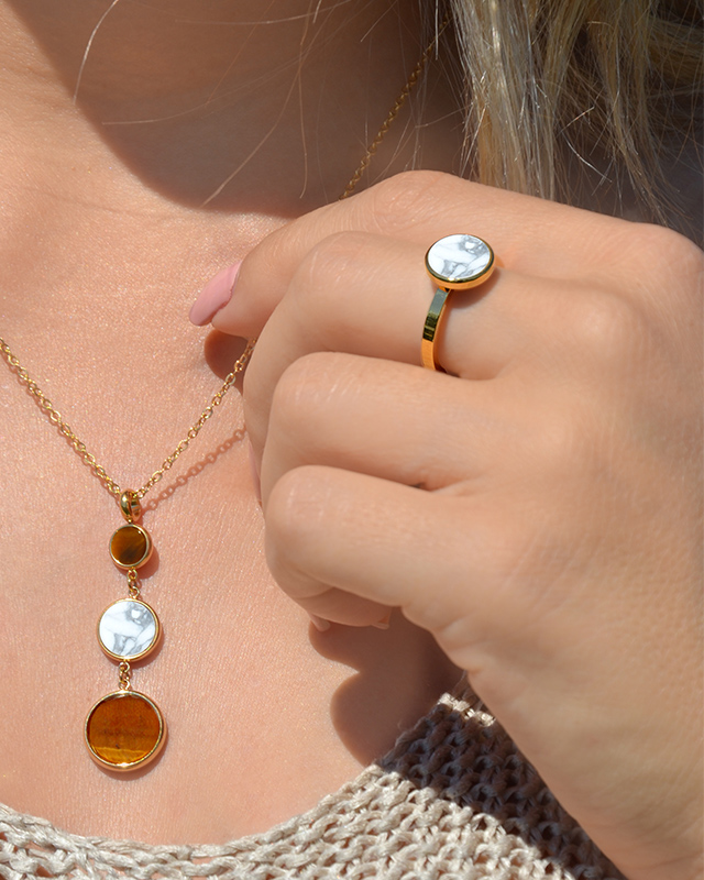 Lifestyle Bague  Howlite Blanche Levola