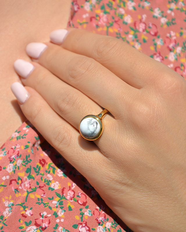 Lifestyle Bague  Howlite Blanche Celza