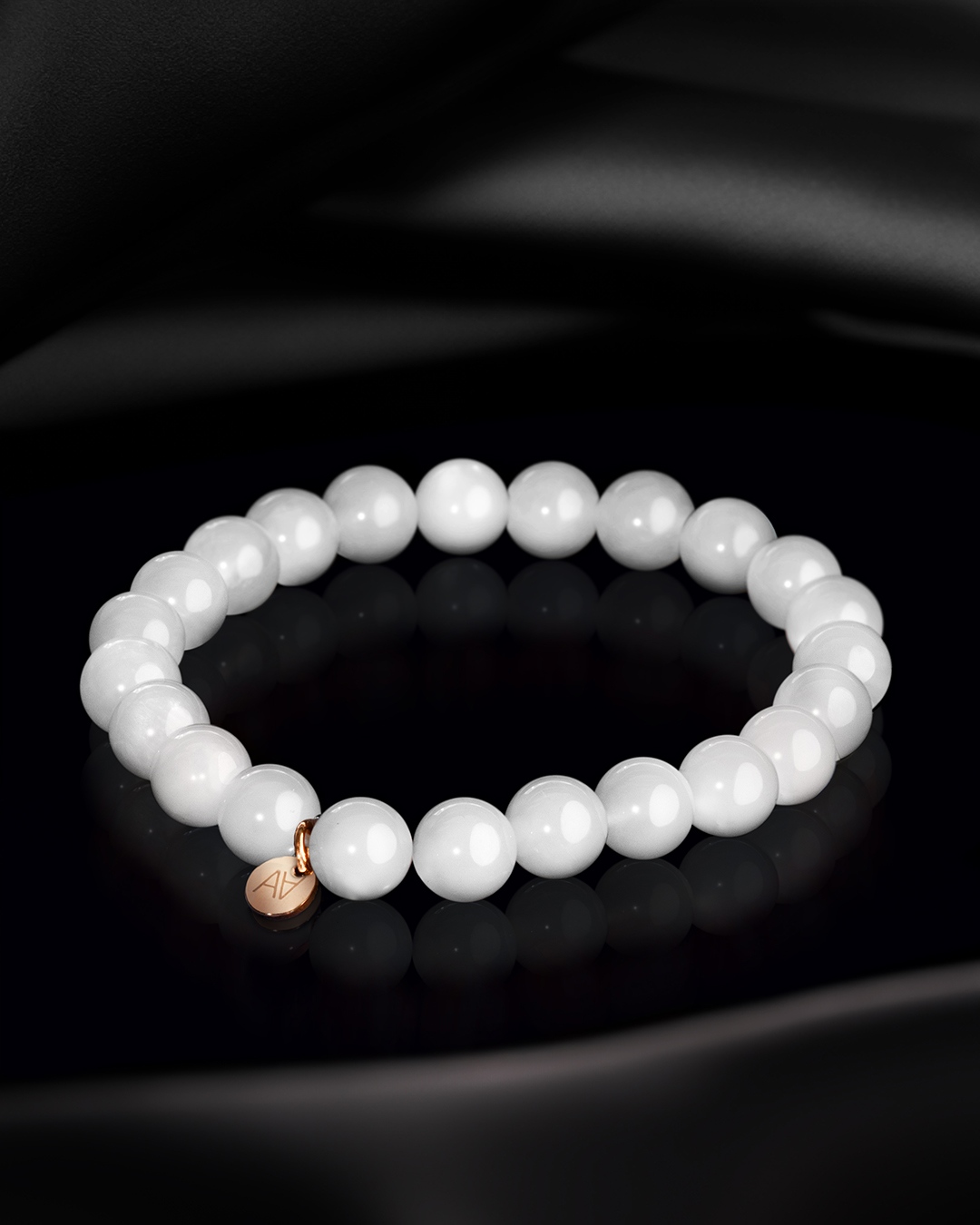 Packshot Bracelet Pierre de lune beige Palmanova