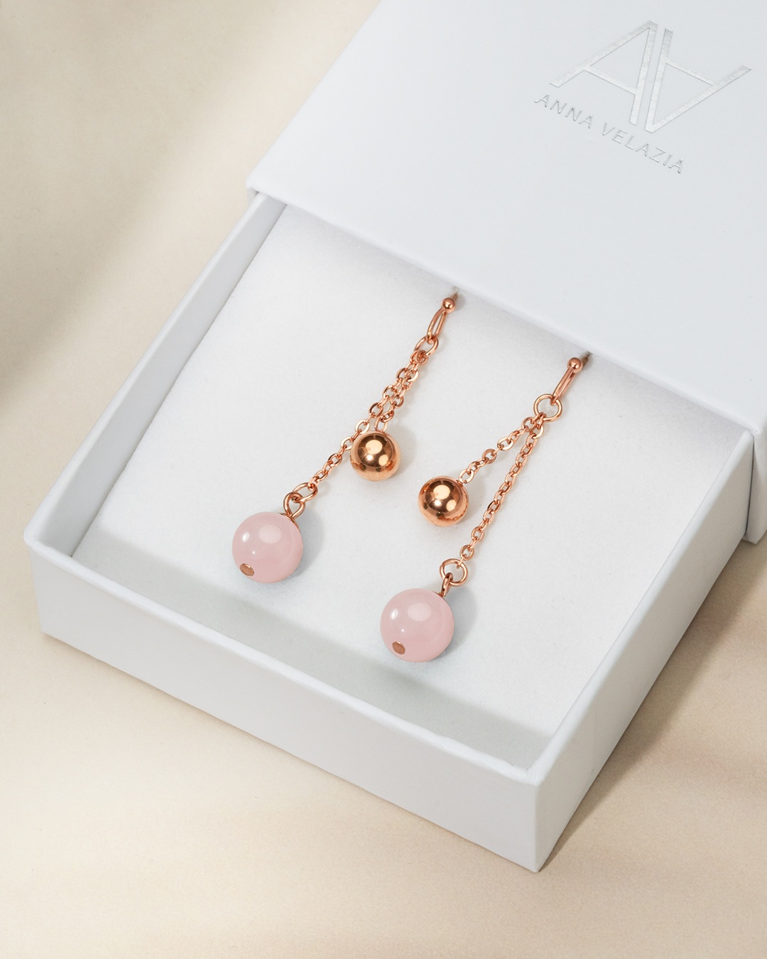 Packshot Boucle d'oreilles Quartz rose Comissi