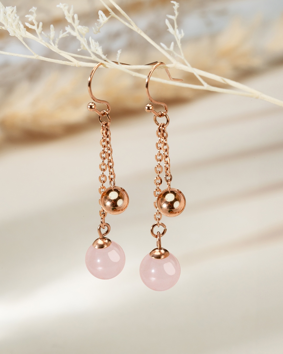 Boucle d'oreilles Quartz rose Comissi