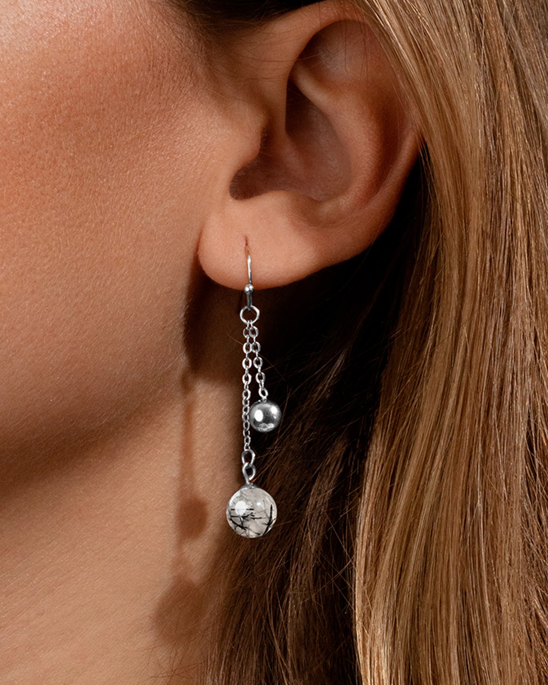 Boucle d'oreilles Quartz rutile tourmaliné  Rimini Claro