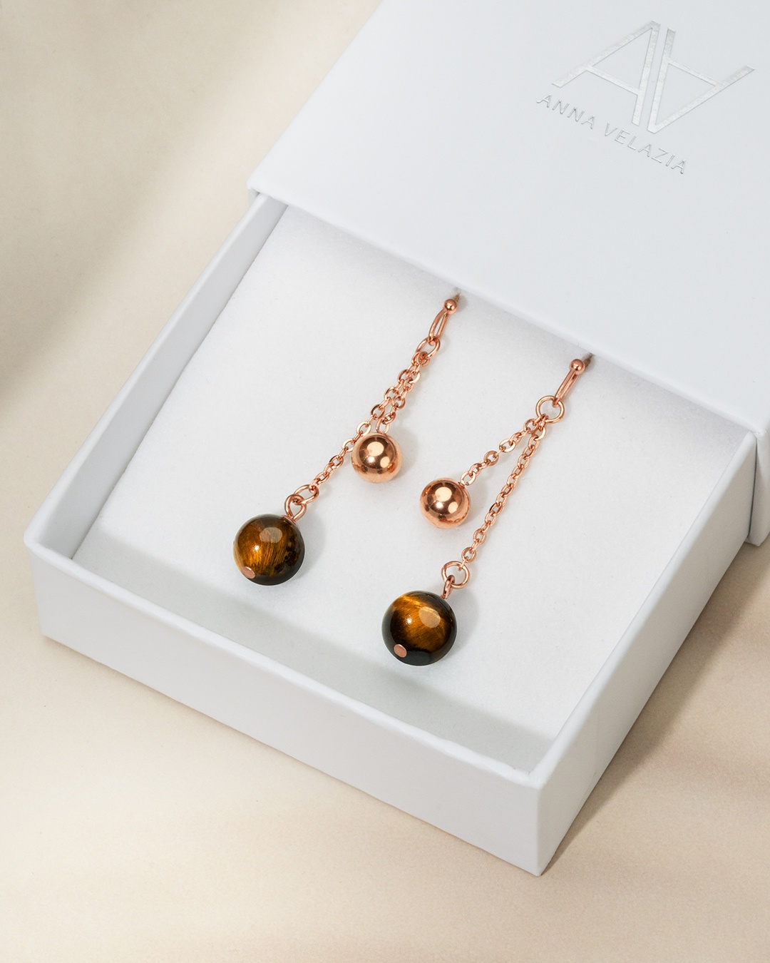 Packshot Boucle d'oreilles Oeil de tigre Messini