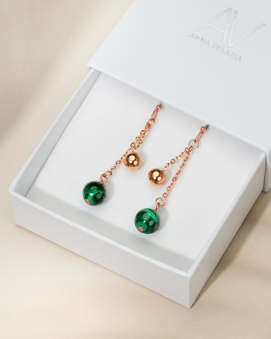 Packshot Boucle d'oreilles Malachite Venozi