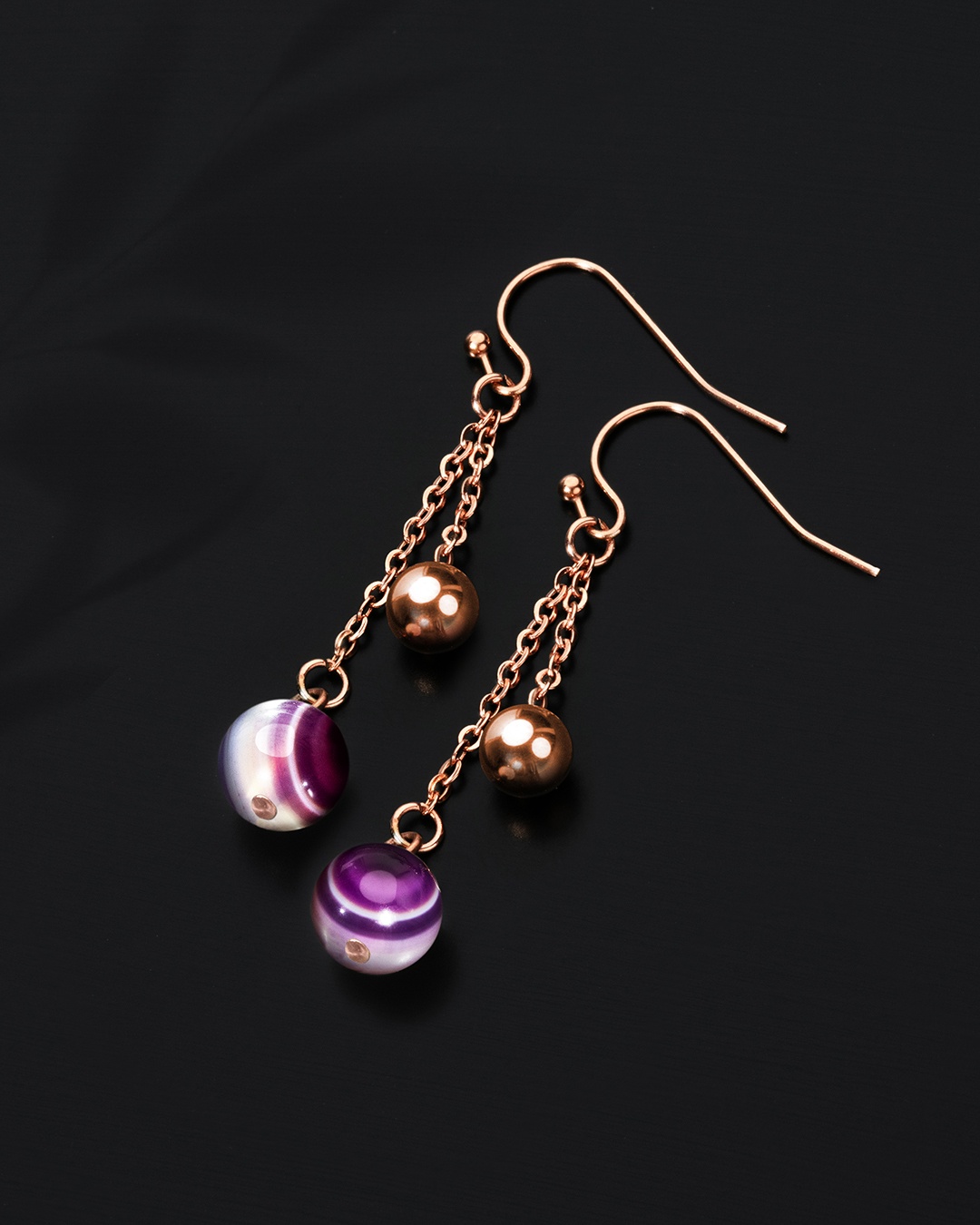 Packshot Boucle d'oreilles Agate violette  Calizzoni 