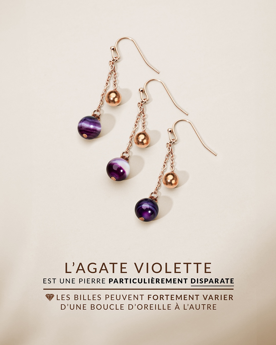 Packshot Boucle d'oreilles Agate violette  Calizzoni 