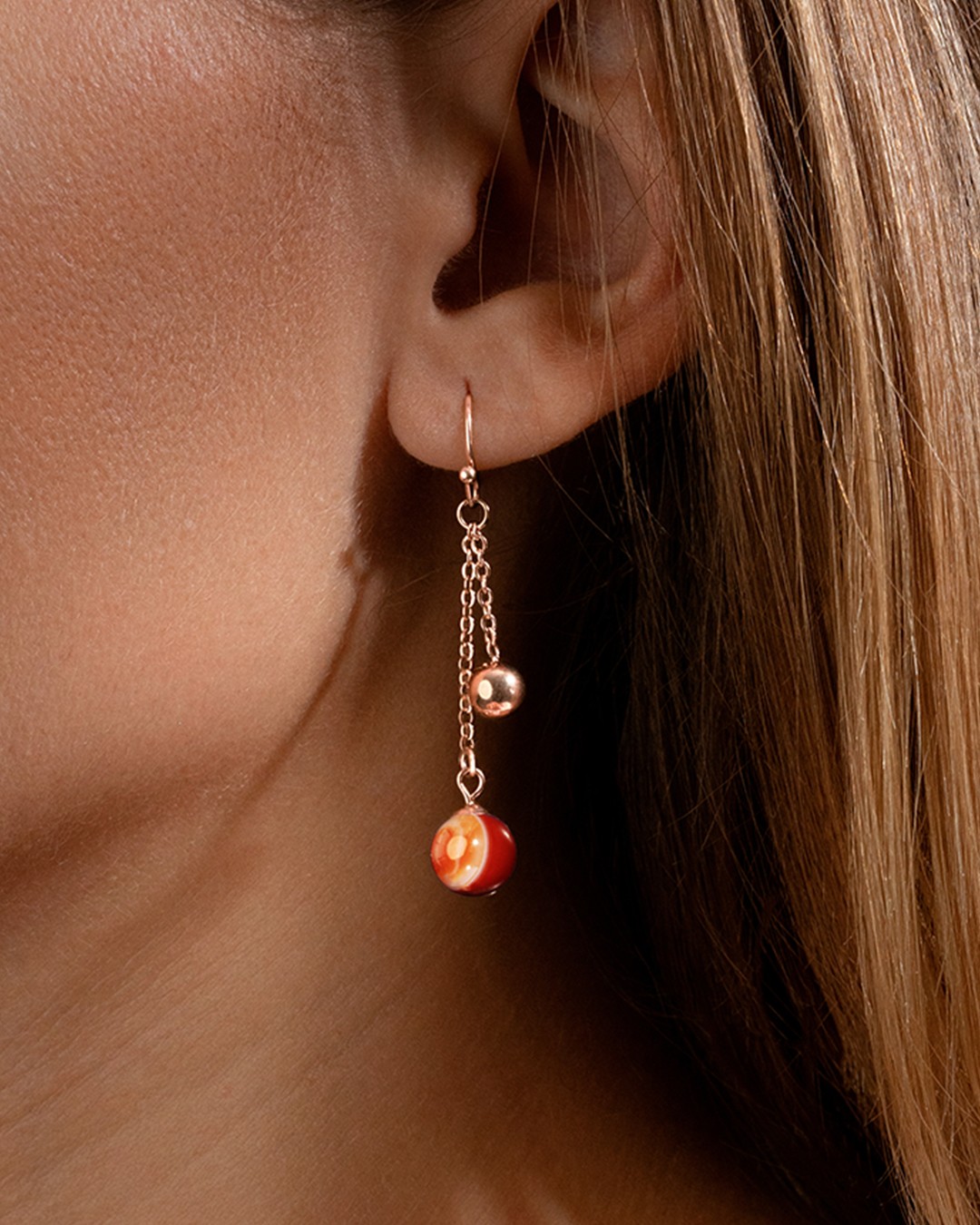 Boucle d'oreilles Agate rouge  Rossoni