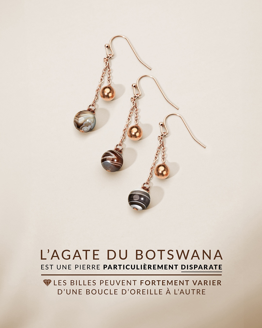 Packshot Boucle d'oreilles Agate du Botswana Avellini Oscuro