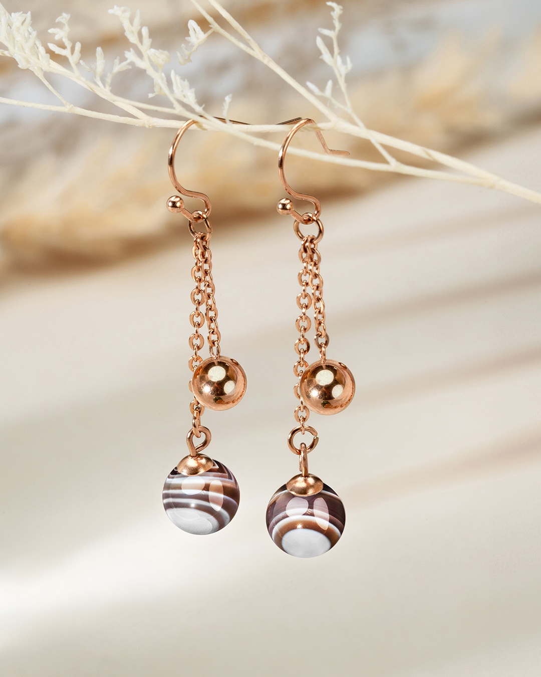 Boucle d'oreilles Agate du Botswana Avellini Oscuro