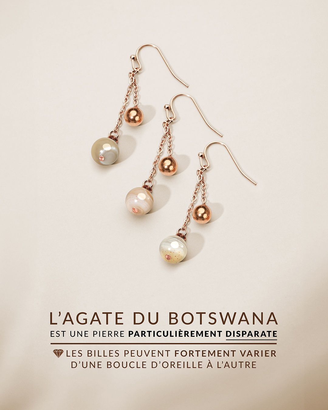 Packshot Boucle d'oreilles Agate du Botswana Avellini Claro