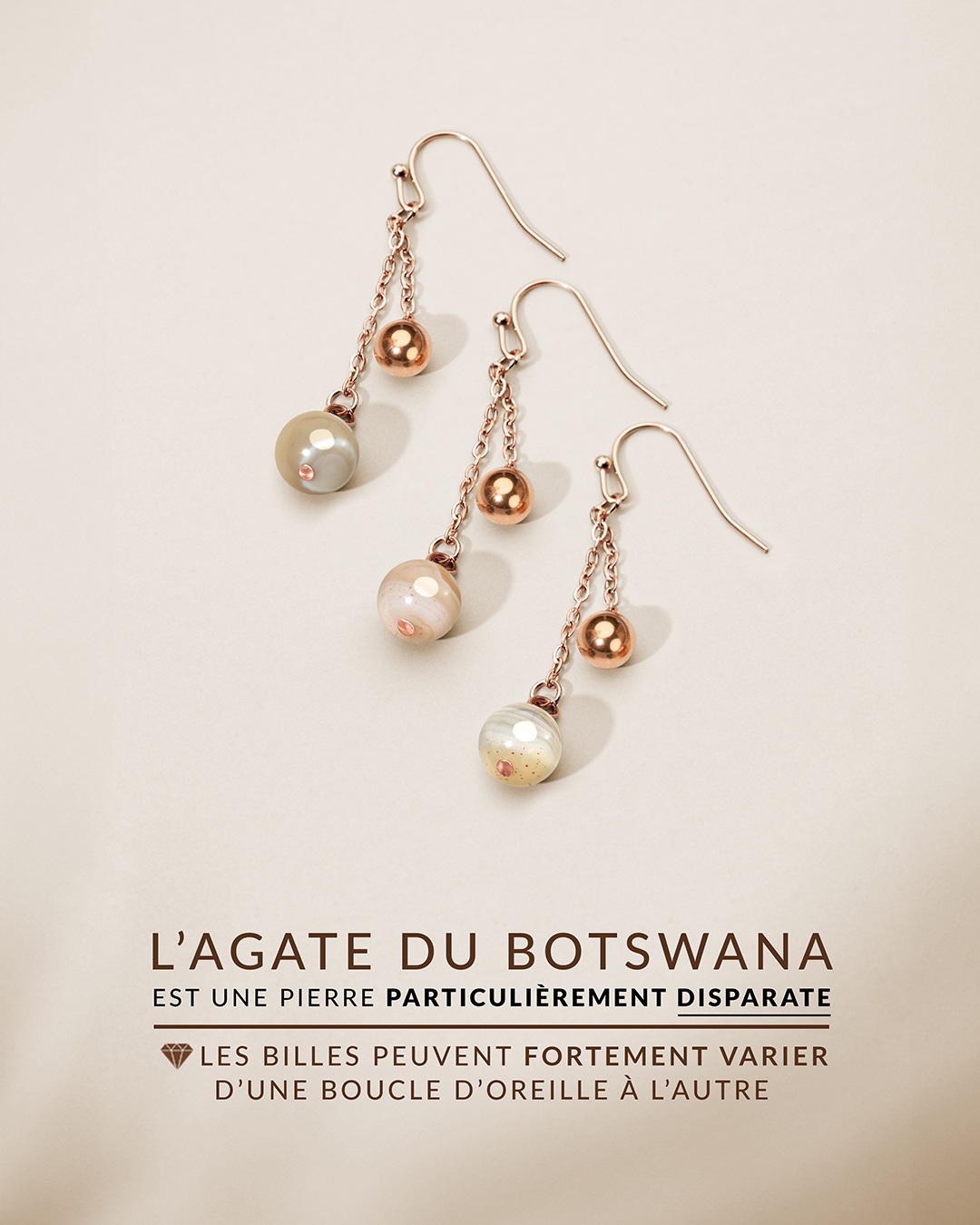 Boucle d'oreilles Agate du Botswana Avellini Claro